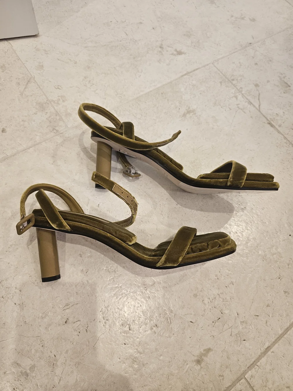 Tamara Mellon Olive Velvet Strappy Heels - Picture 2 of 4